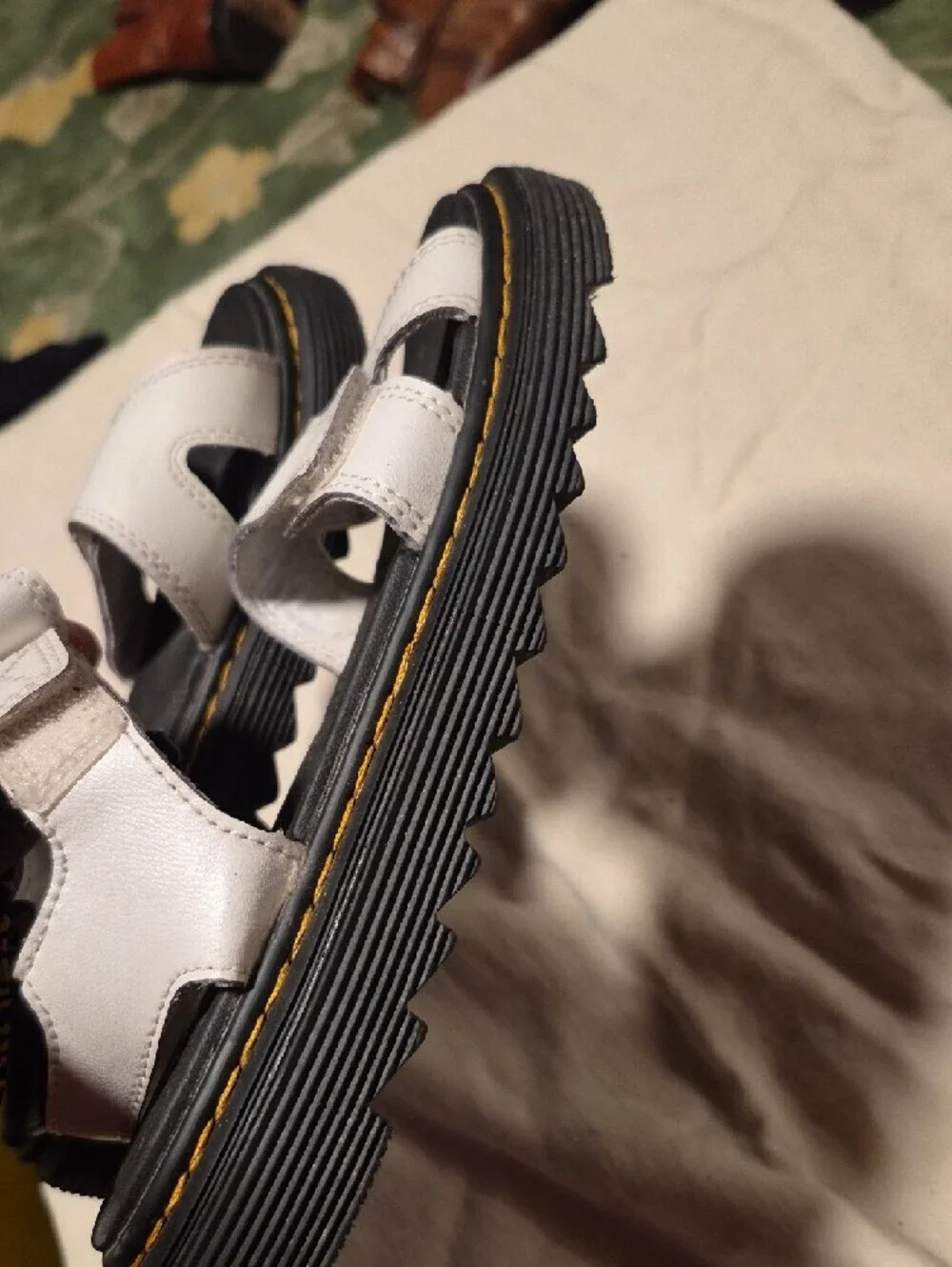 Dr. Martens Kids White Leather Velcro Strap Sandals